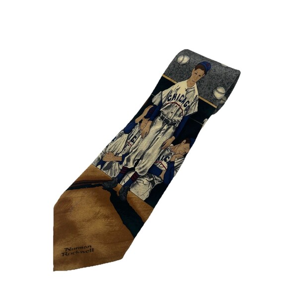 VTG Norman Rockwell‎ Saturday Evening Post 1995 All Silk Chicago Baseball Tie - Picture 1 of 7